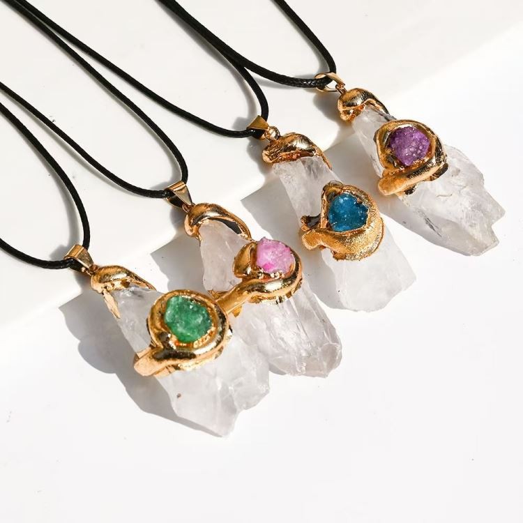 Irregular Healing Crystal Stones Necklace